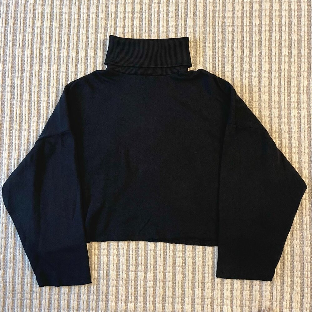 American Eagle Black Turtleneck Crop Sweater Size XS